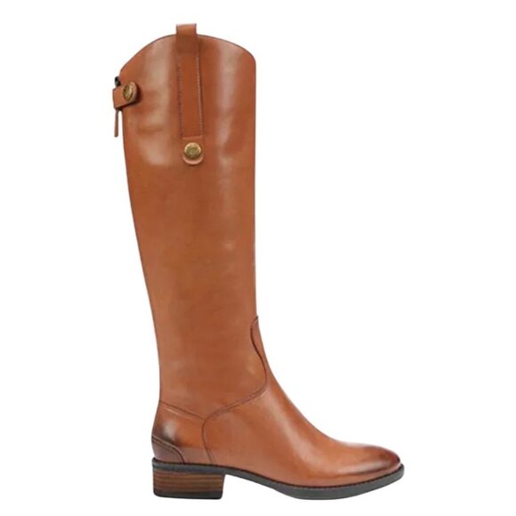 Sam Edelman Penny Tall Riding Boots Cognac Brown Leather Classic Zip New 7.5 - Picture 1 of 5